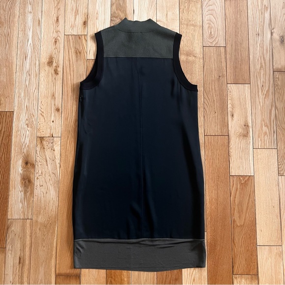 Rag & Bone Vivienne Colorblock Shift Dress Black Olive Green Wool Collar Medium - Picture 9 of 11